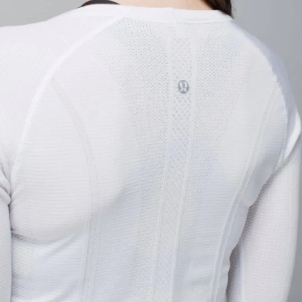 (6026)  🍋 LULULEMON RUN: Swiftly Tech Long Sleeve Crew Sz 6 WHITE VGUC - Picture 6 of 11